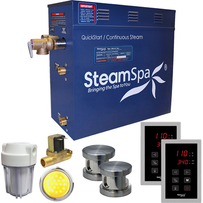 Steam Spa SteamSpa Royal 12 KW QuickStart Acu-Steam Bath Generator Package with Built-in Auto Drain in Brushed Nickel, 848308068373, RYT1200BN-A