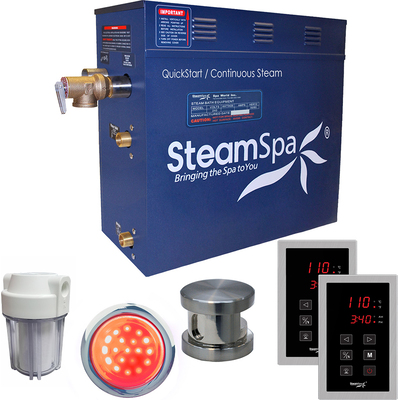 Steam Spa SteamSpa Royal 4.5 KW QuickStart Acu-Steam Bath Generator Package in Brushed Nickel, 848308031025, RYT450BN