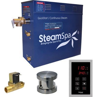 Steam Spa Steamspa Sentry Series 7.5KW QUICKSTART Steam Bath Generator Package in Brushed Nickel | Luxury Sauna Home Bath Steam Generator for Shower with Touch Screen, Steamhead, and Built-in Auto Drain | SNT750BN-A, 191042073258