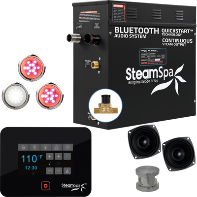 Steam Spa Steam Shower Generator Kit System | Brushed Nickel + Self Drain Combo| Enclosure Steamer Sauna Spa Stall Package|Touch Screen Wifi App/Bluetooth Control Panel |9 kW Raven | SS-RVB900BN-A, 191042055230