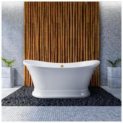 Streamline Bath Free Standing Bath Tubs, gold Whitesnow, White, Soaking Pedestal Freestanding Tub, Oval, Acrylic, Fiberglass, Contemporary, Bathroom Tub, 041979474041, N201GLD