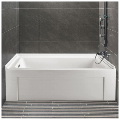 Streamline Bath Soaking Bath Tubs, Whitesnow, Alcove, White, Soaking Alcove Apron Tub, Rectangle, Acrylic, Fiberglass, Traditional, Bathroom Tub, 041979471781, N-500-60ALWHLD-FM,50 - 60 in