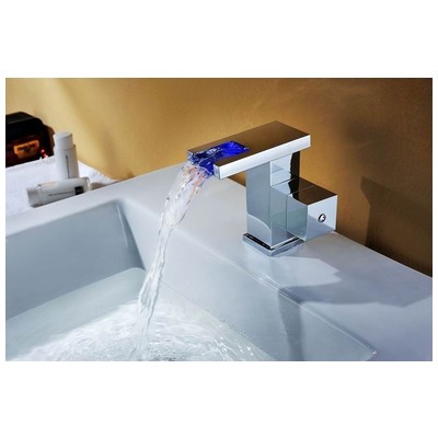 Sumerain S1334CM Single Lever Led Thermal Waterfall Bathroom Sink Faucet In Polished Chrome