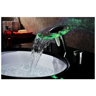 Sumerain S1356CM Widespread Led Bathroom Sink Faucet With Glass Spout In Polished Chrome