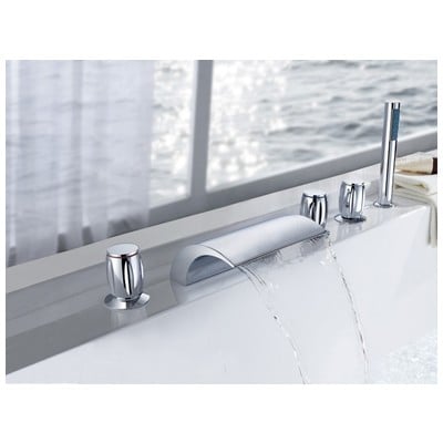 Sumerain S2024CW Contemporary Knob Handle Waterfall Deck Mount Tub Faucet In Chrome