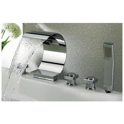 Sumerain S2049CW Chrome Deck Mounted Roman Tub Faucet W/ Hand Shower 