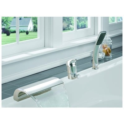 Sumerain S2096CW Contemporary Lever Handle Waterfall Deck Mount Tub Faucet In Chrome