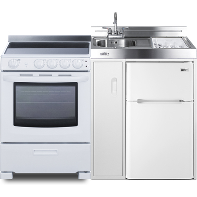 Summit 54 inch Wide All-in-One Kitchenette with Electric Range, 761101075549, ACK54ELSTW