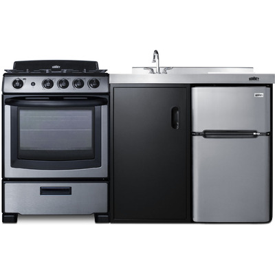 Summit 63 inch Wide All-in-One Kitchenette with Gas Range, 761101087009, ACK63GASBSS