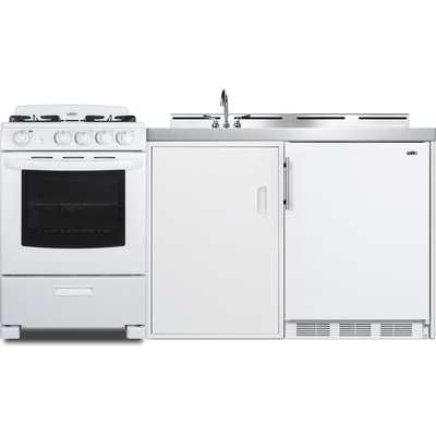 Summit 72 inch Wide All-in-One Kitchenette with Gas Range, 761101075655, ACK72GASW