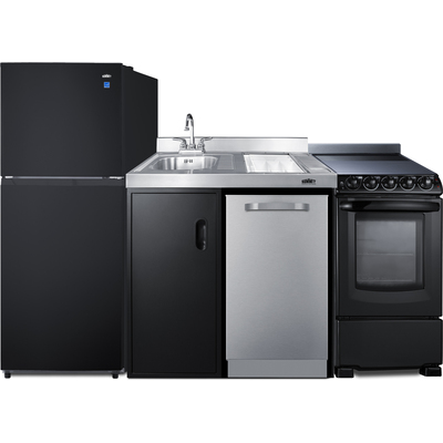 Summit 80 inch Wide All-In-One Kitchenette with Range and Dishwasher, 761101108285, ACK80HT