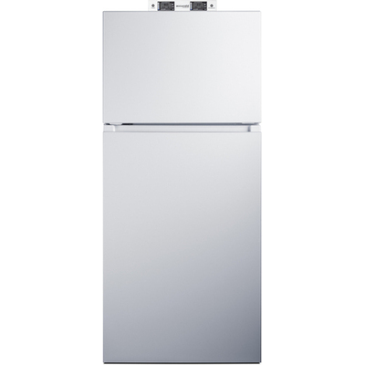 Summit 18 cu.ft. break room refrigerator-freezer in white with NIST calibrated alarm/thermometers,  BKRF18W