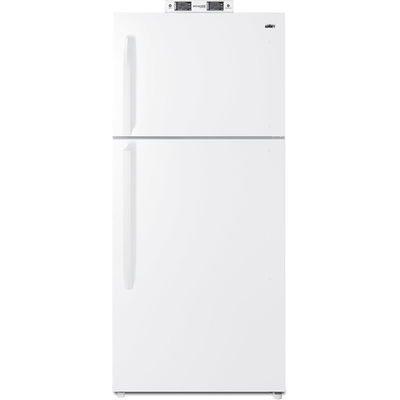 Summit 21 cu.ft. break room refrigerator-freezer in white with NIST calibrated alarm/thermometers,  BKRF21W