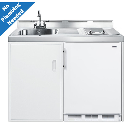 Summit 48 inch Wide All-In-One Kitchenette, No Plumbing Needed, 761101086286, C48ELGLASSPUMP