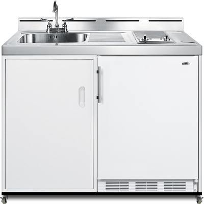 Summit 48 inch Wide Mobile All-In-One Kitchenette, No Plumbing Needed, 761101089133, C48ELGLASSPUMPMB