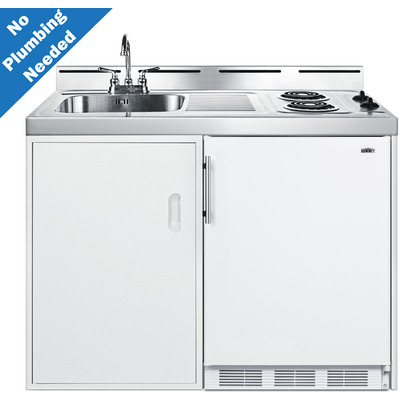 Summit 48 inch Wide All-In-One Kitchenette, No Plumbing Needed, 761101086279, C48ELPUMP