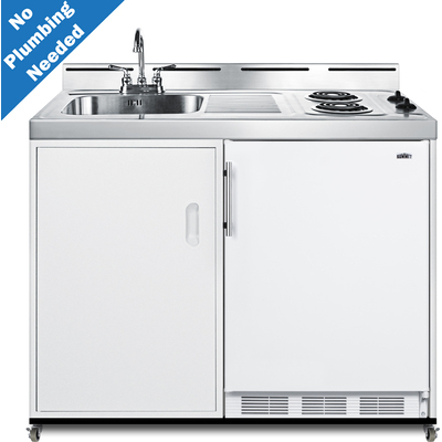 Summit 48 inch Wide Mobile All-In-One Kitchenette, No Plumbing Needed, 761101089126, C48ELPUMPMB