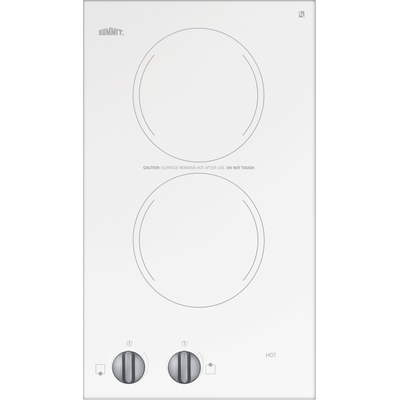 Summit 12 inch Wide 220-240V 2-Burner Radiant Cooktop, 761101080772, CR2220WHE