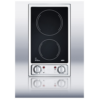 Summit CR2B120 2-burner 120v Electric Cooktop With Smooth Black Ceramic Glass Surface