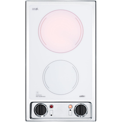 Summit 12 inch Wide 115V 2-Burner Radiant Cooktop, 761101059297, CR2B120WH