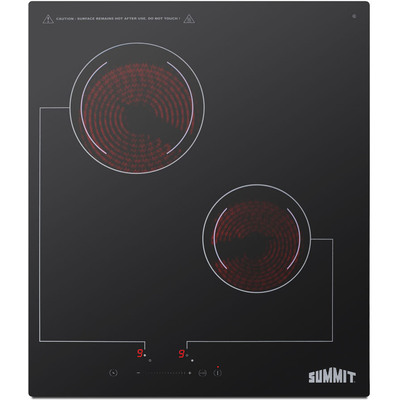 Summit 18 inch Wide 220V 2-Burner Radiant Cooktop, 761101085012, CR2B228T