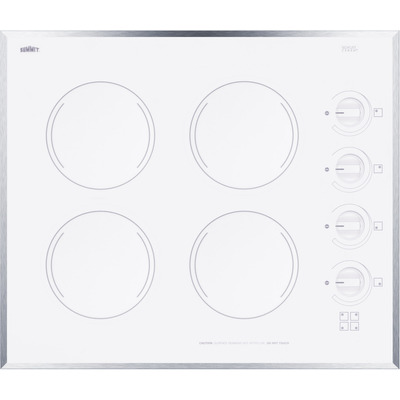 Summit CR424WH 24 inch Wide 4-burner Electric Cooktop In Smooth White Ceramic Glass Finish