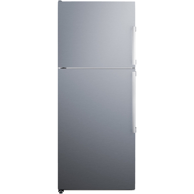 Summit ENERGY STAR certified counter depth refrigerator-freezer with stainless steel doors, platinum cabinet, and icemaker, 7.61101e+011, FF1514SSIM