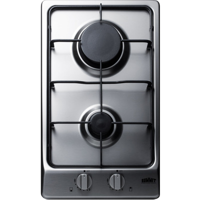 Summit GC22SS 2-burner Gas Cooktop With Sealed Burners And A Stainless Steel Surface
