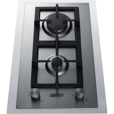 Summit 15 inch Wide 2-Burner Propane Gas Cooktop In Stainless Steel , 761101086484, GCJ2SSLPTK15