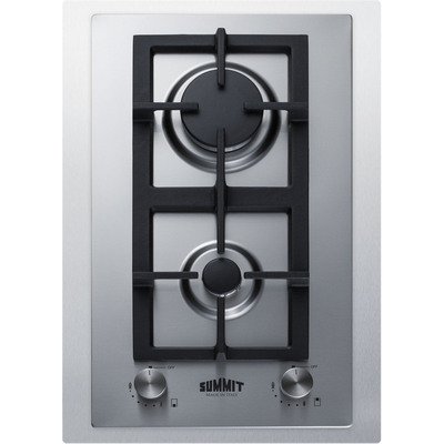 Summit 15 inch Wide 2-Burner Gas Cooktop In Stainless Steel , 761101086477, GCJ2SSTK15