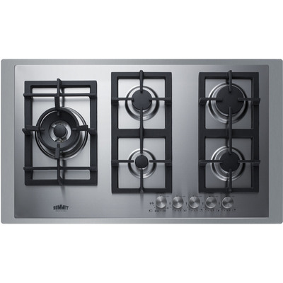 Summit 34 inch Wide 5-Burner Gas Cooktop In Stainless Steel 
, 761101086491, GCJ536SSTK
