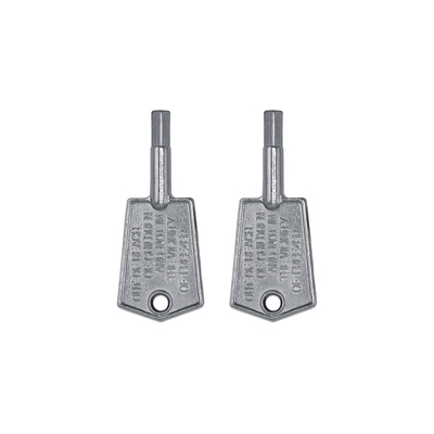 Set of two keys compatible with various Summit and Accucold refrigeration units, including model numbers beginning FF511L, FF521BL, FFAE23L, FFAR23L, MB13GLSS, MB13GLSSLHD, MB27GLSS, MB27GLSS, MC2, SCR450L, and SCR500BL,  KEY6