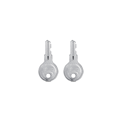 Set of two keys compatible with various Summit and Accucold refrigeration units, including model numbers beginning AFS23ML, AFS49ML, ARG23ML, ARG49ML, ARS23ML, ARS49ML, SCFF237, SCFF497, SCR23SSG, SCR49SSG, SCRR232, and SCRR492.,  KEY8