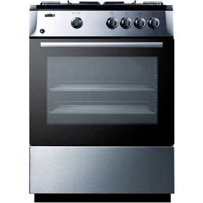 Summit PRO24G 24 inch Wide 'slide-in' Look Stainless Steel Gas Range With Sealed Burners, Waist-high Broiler