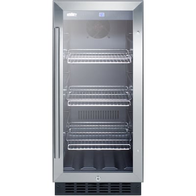 Summit SCR1536BG 15 inch Wide Glass Door, Built-in Beverage Cooler