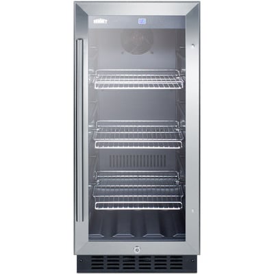 Summit SCR1536BGCSS 15 inch Wide Glass Door, Built-in Beverage Cooler