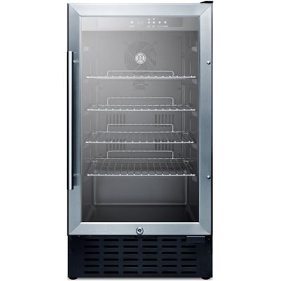 Summit SCR1841BCSS 18 inch Wide Glass Door, Built-in Beverage Cooler
