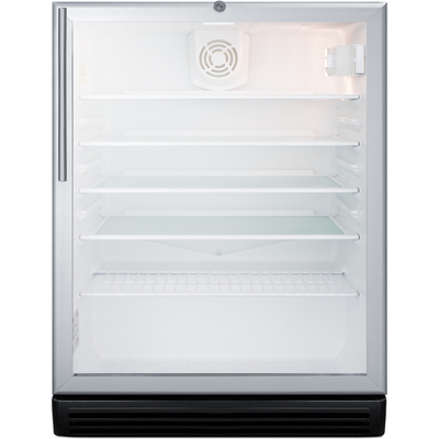 Summit 24 inch Wide Commercial Ada Height Glass Door All-refrigerator With Lock SCR600BGLHVADA