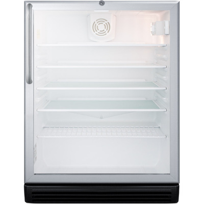 Summit 24 inch Wide Commercial Ada Height Glass Door All-refrigerator With Lock SCR600BGLTBADA