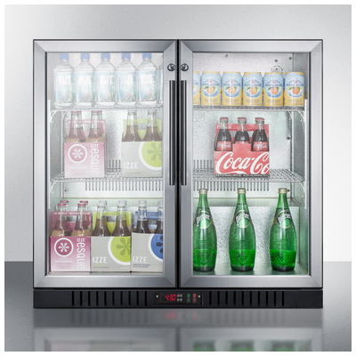 Summit Commercial Back Bar Beverage Center With French Doors SCR7012DB