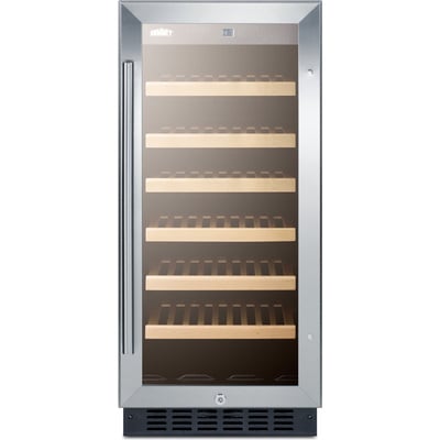 Summit 15 inch Wide Built-in Undercounter Wine Cellar With Digital Thermostat And Led Lighting SWC1535BCSS