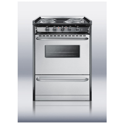 Summit TEM610BRWY 24 Inch Electric Pro Style Range In Stainless Steel