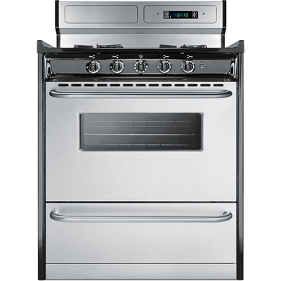 Summit 30 inch Wide Gas Range, Open Burners, 761101079219, TNM2307BKW