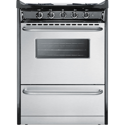 Summit 24 inch Wide Gas Range, Open Burners, 761101079189, TNM6107BRW
