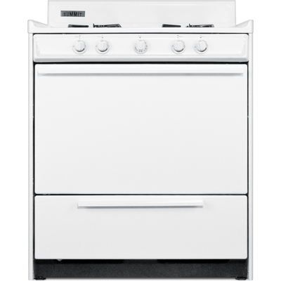 Summit WNM210P 30 inch White Gas Range With Battery Start Ignition