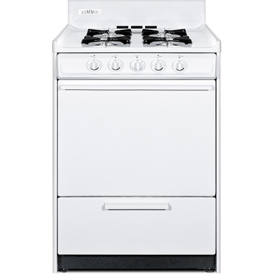 Summit WNM610P 24 inch White Gas Range With Battery Start Ignition