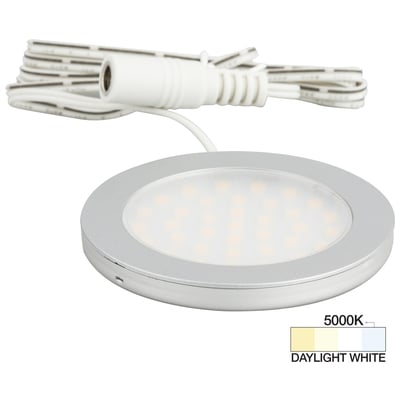 Task Lighting 190 Lumens/Fixture 12-volt Standard Output Ultra-Thin Series Puck Light, Single-White, Satin Nickel, Daylight White 5000K, 843512079955, L-UT-FR-3SN-50