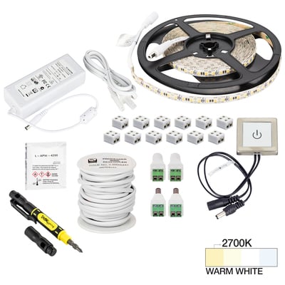 Task Lighting 16 Ft 225 Lumens Per Foot Vivid Touch Dimmer Switch Tape Light Kit, 2700k Warm White L-VTDK-16-27