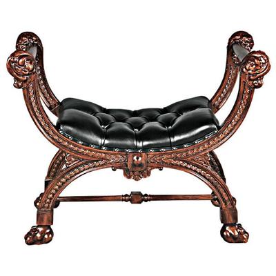 Toscano Ottomans and Benches, Black,ebony, Complete Vanity Sets, Medieval & Gothic Decor > Medieval & Gothic Furniture, 846092095261, AF51559