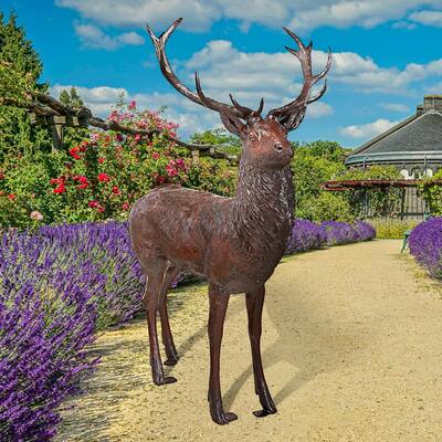 Toscano Standing stag deer bronze statue frt-nr, DK26831